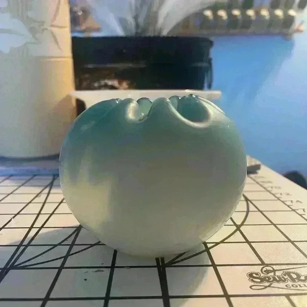 Crimped Vase, Fading Blue Satin